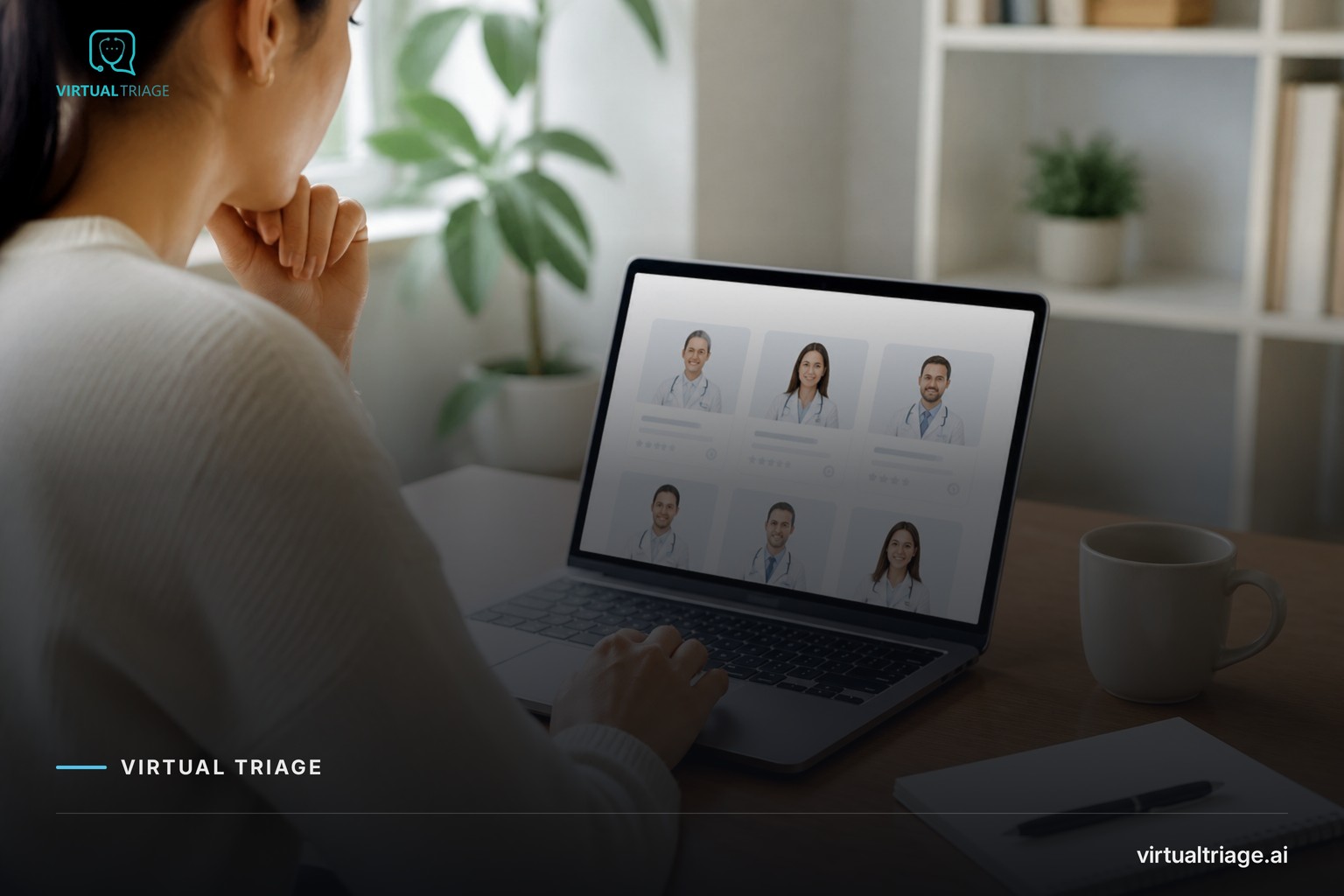 An individual using a laptop to find healthcare professionals online.