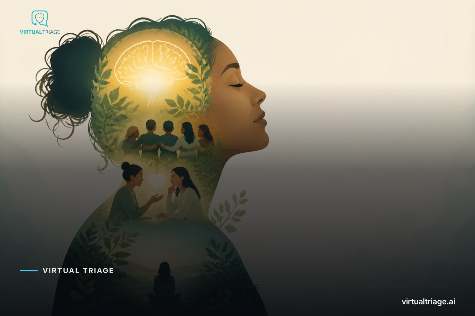 An illustration representing mental health awareness with supportive imagery.