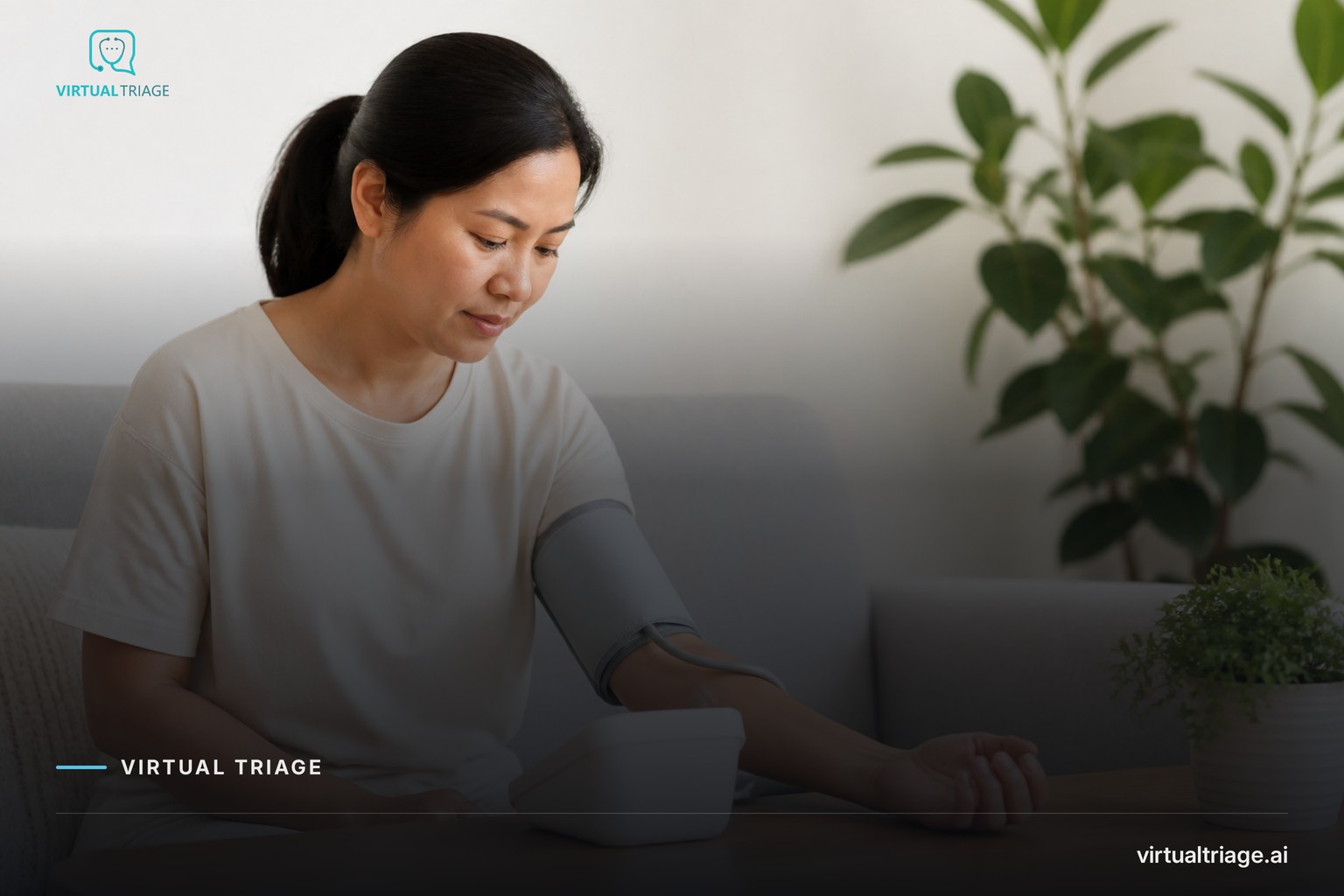 A person checking their blood pressure using a home monitor.