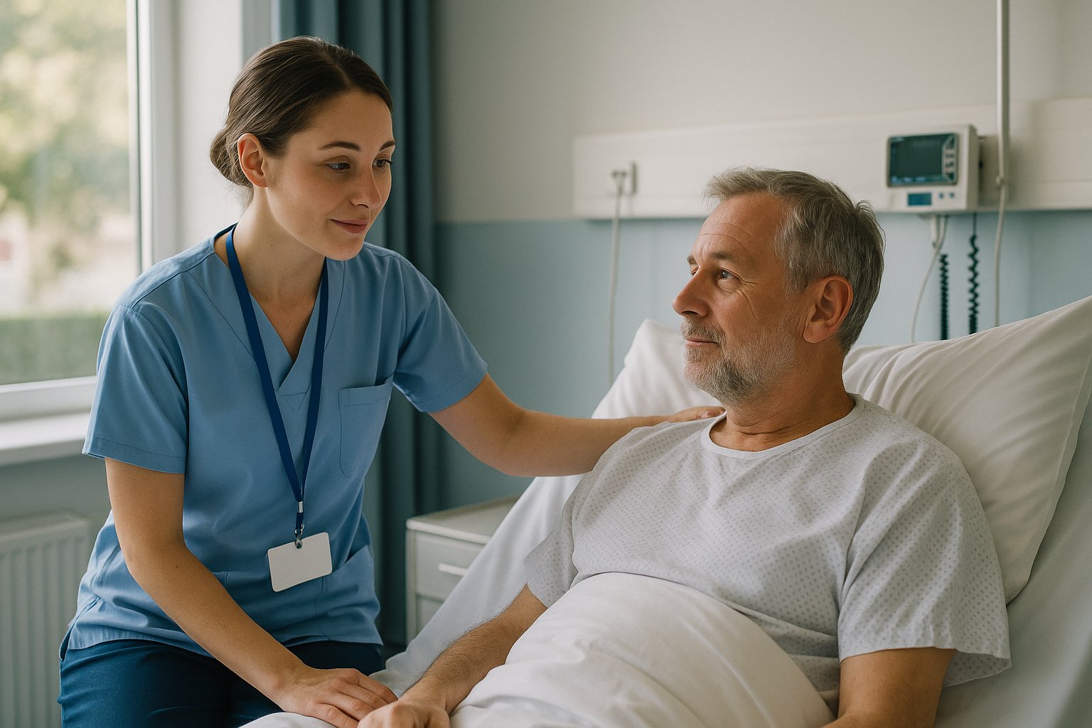 Healthcare professional discussing treatment options with a patient.